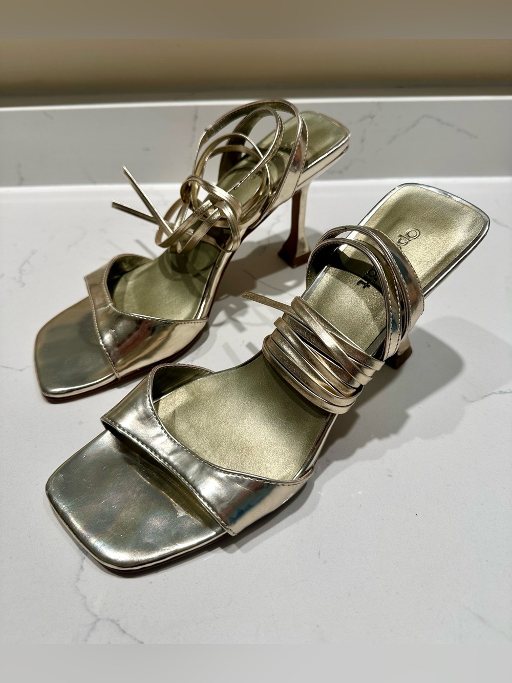 Open Edit Metallic Gold Lace Up Heels - size 8.5M - Picture 9 of 10
